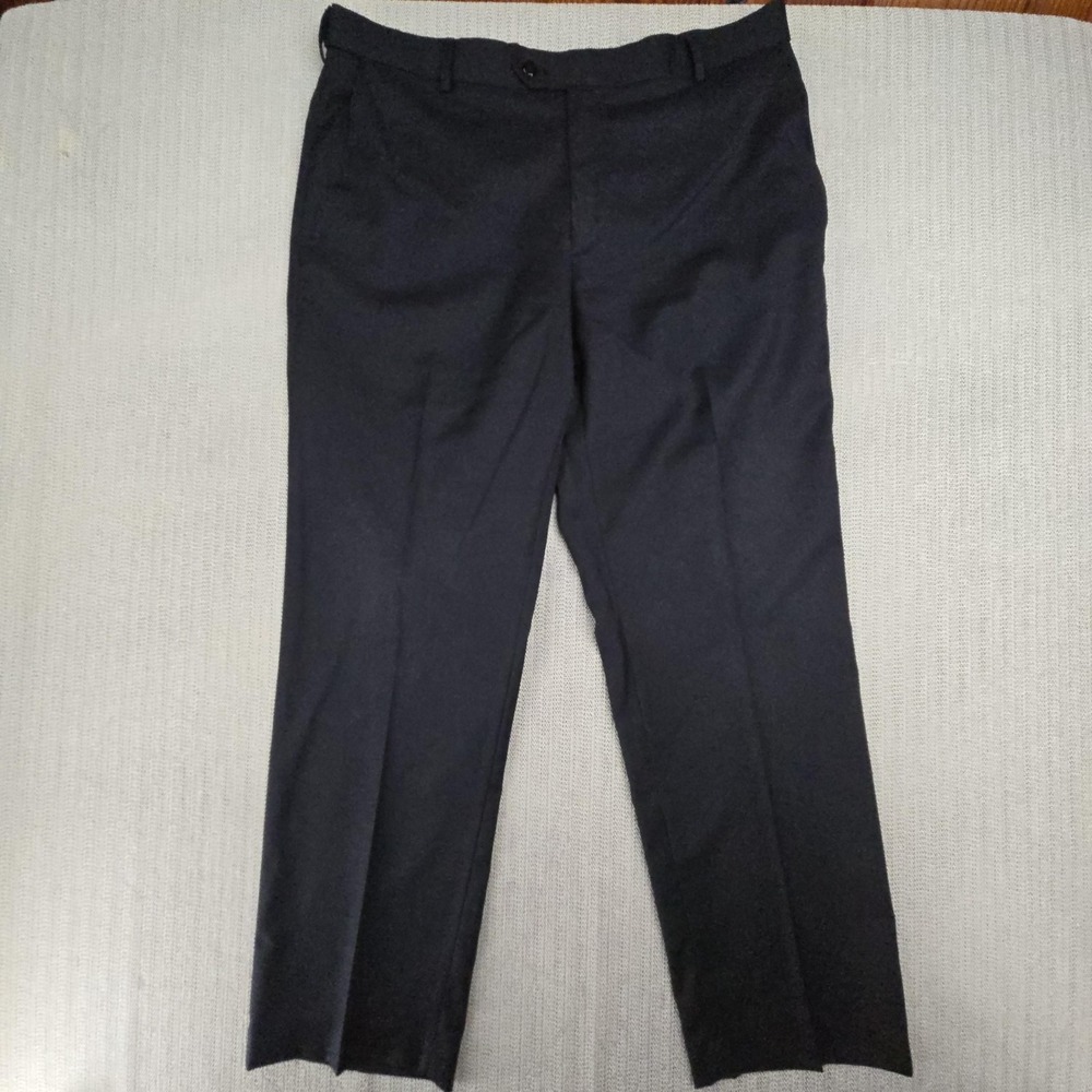 Stafford Dress Pants Mens 35x30 Black Travel Classic Fit Stretch Wool Year Round